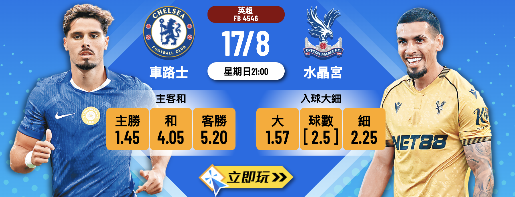 英超前瞻分析 3：車路士 vs 水晶宮，藍軍主場乘勝追擊！