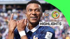 Soccer player in a blue kit celebrates with a smile, stadium crowd behind, green highlight corner and a HIGHLIGHTS badge.