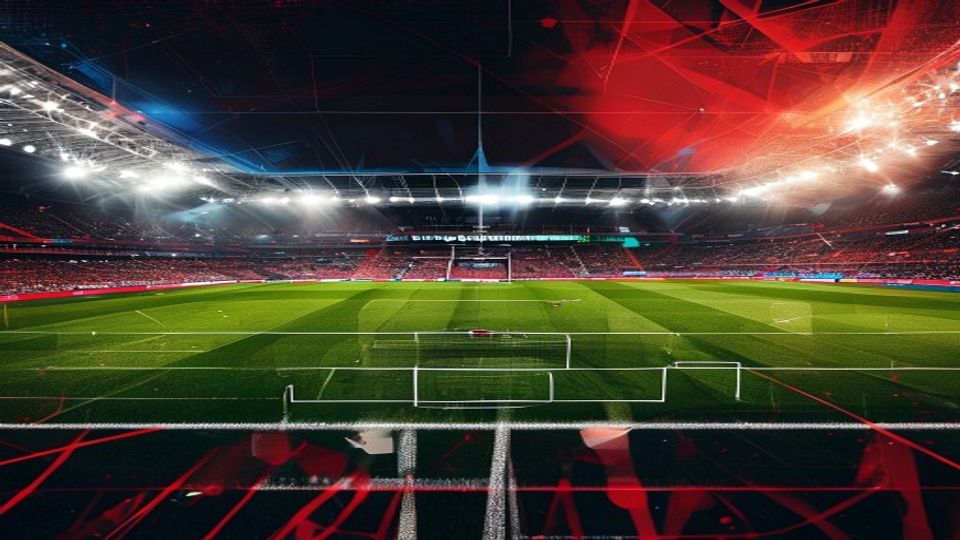 cover-8505-1783382456jpg - 實發體育 A full soccer stadium at night with bright floodlights, green pitch, and goal nets in the foreground filled with red-clad fans in the stands.