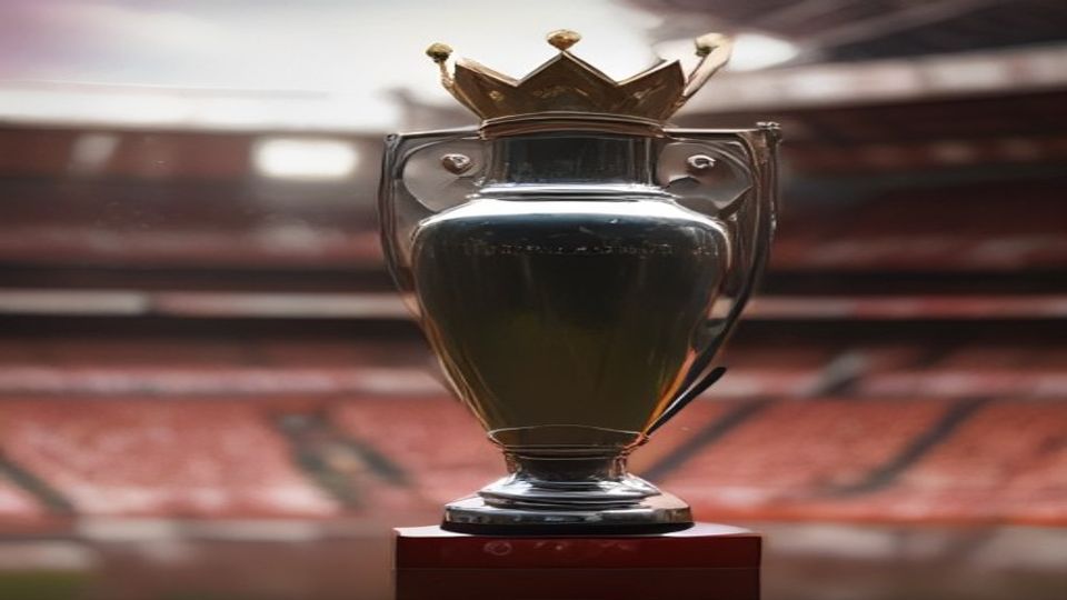 cover-9101-1785715251jpg - 實發體育 Shiny trophy with a gold crown atop, on a wooden pedestal in a stadium.