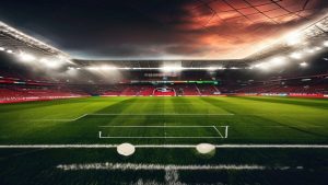 cover-9106-1785718840jpg - 實發體育 Empty soccer stadium at night with bright floodlights and a well‑kept green pitch.