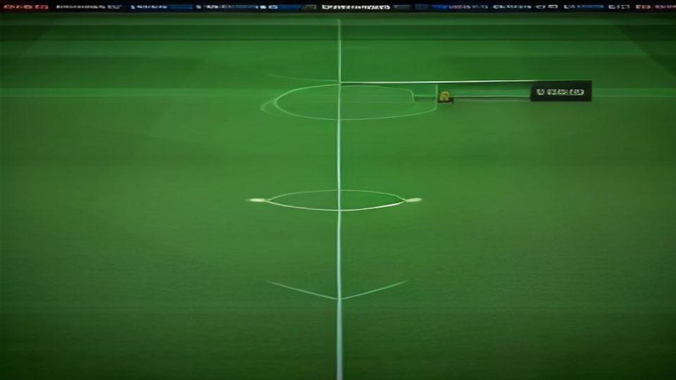 cover-9288-1787184050jpg - 實發體育 Aerial view of a soccer pitch showing the center line and circles, with a camera on the sideline near the top-right corner for broadcast.